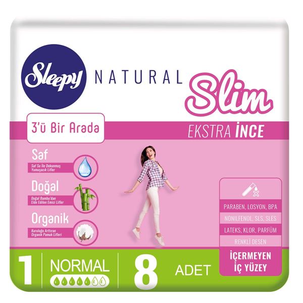 Photo de Sleepy Natural Slim Extra Thin Regular (8 serviettes)